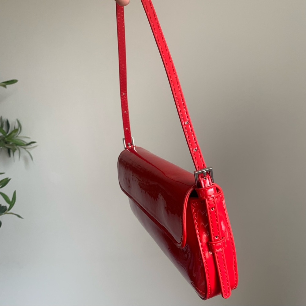 ZARA Red Patent Leather Shoulder Bag Flap Mini - Picture 2 of 6